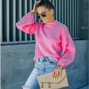 Candy Balloon Sleeve Knit Sweater